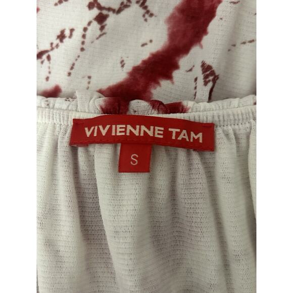 Vintage 90s Vivienne Tam Burgundy Off Shoulder Chiffon Top Rare Find Y2K Sz S - Picture 5 of 5